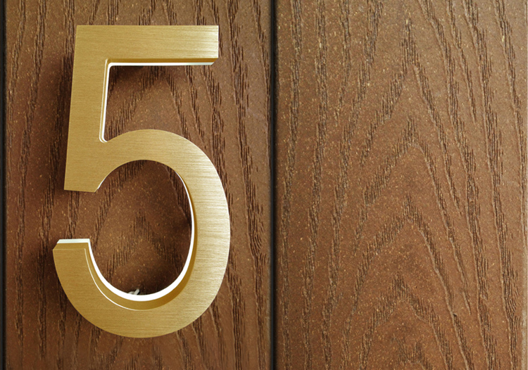 Modern Brass Led House Numbers 5&quot; by Luxello LED Signage